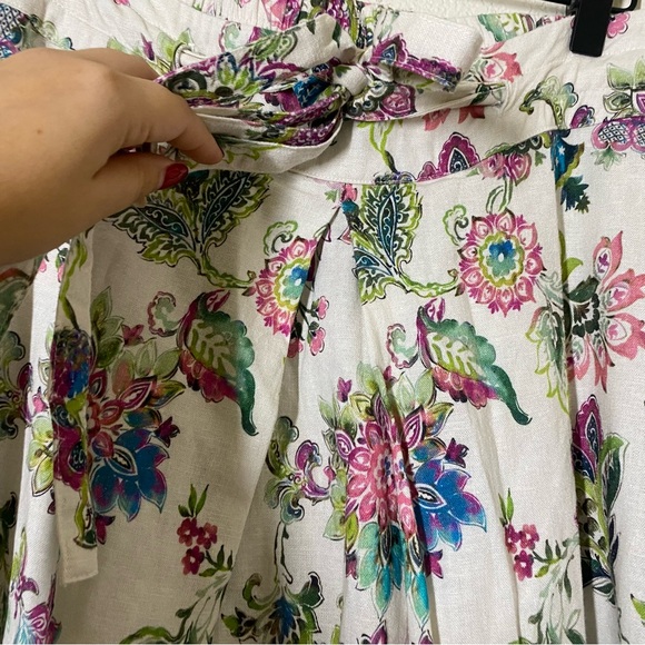 Soft Surroundings Jordan Linen Blend Shirt and Skirt Set in Cream Floral - Picture 7 of 12